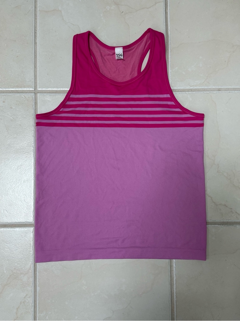 DSG Hot Pink and Light Pink Striped Racerback Tank
